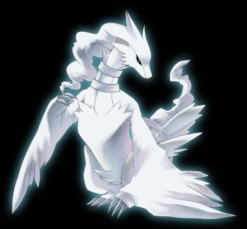 black_background black_sclera blue_eyes claws colored_sclera commentary_request dragon gen_5_pokemon idora_(idola) legendary_pokemon nintendo no_humans pokemon pokemon_(creature) pokemon_focus reshiram solo wings