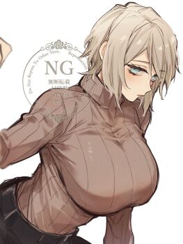 09wave_hb 1girl breasts expressionless faust_(project_moon) large_breasts limbus_company project_moon short_hair simple_background tagme white_background