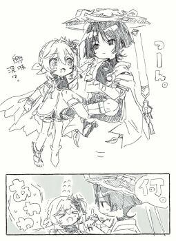 >_< 1boy 1girl anklet arm_at_side arm_up armlet armor bloomers blunt_ends bodysuit bow braid bridal_gauntlets cape choppy_bangs clenched_hand closed_mouth commentary_request cross-shaped_pupils crossed_arms detached_sleeves dress facing_another floating furisode gem genshin_impact greyscale hair_intakes hair_ornament half_crown_braid hand_on_own_arm hat highres holding_another's_wrist index_finger_raised indian_style japanese_armor japanese_clothes jewelry jingasa kimono kote leaf leaf_hair_ornament leg_warmers levitation long_hair looking_at_another middle_ring monochrome nahida_(genshin_impact) onigiri_po_0205 open_clothes open_kimono open_mouth pointy_ears reaching reaching_towards_another sandals scaramouche_(genshin_impact) short_dress shorts side_cape side_ponytail sidelocks sitting sketch socks speech_bubble sweat symbol-shaped_pupils tareme toes translation_request trembling underwear vision_(genshin_impact) wanderer_(genshin_impact) zouri