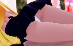 1boy 1girl 3d absurdly_long_hair animated artist_name ass assertive_female audible_music bare_legs bare_shoulders barefoot black_dress black_sleeves blonde_hair blush bottomless breasts cbx_cjw clothed_female_nude_male clothing_aside completely_nude detached_sleeves dress erection fellatio girl_on_top hair_between_eyes half-closed_eyes hand_on_another's_ass handjob hetero koikatsu_(medium) konjiki_no_yami licking_nipple loli long_hair long_sleeves looking_at_viewer looking_back male_pubic_hair moaning multiple_views nail_polish nipple_stimulation nude open_mouth oral panties panties_aside penis pink_eyes pov pov_crotch pubic_hair pussy red_nails reverse_cowgirl_position sex sex_from_behind small_breasts soles sound straddling thighs to_love-ru tongue tongue_out twintails twitter_username uncensored underwear vaginal very_long_hair video white_panties wide_sleeves