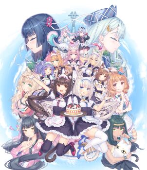 6+girls :3 :d :o :q ahoge ancient_egyptian ancient_egyptian_clothes animal_ear_fluff animal_ear_legwear animal_ears animal_hat apron aqua_hair azuki_(nekopara) back_bow bell black_hair black_thighhighs blonde_hair blue_bow blue_eyes blue_hair blue_sky blueberry blush bow breasts brown_eyes buttons cake cannele_(nekopara) casablanca_felidae cat_ear_hat cat_ear_legwear cat_ear_thighhighs cat_ears cat_girl cat_hair_ornament cat_hat cat_tail cat_thighhighs character_name chocola_(nekopara) chuunibyou cinnamon_(nekopara) cleavage closed_eyes closed_mouth cloud coconut_(nekopara) cream dessert diamond_button donut_(nekopara) eyepatch fake_wings fang finger_to_mouth fishnet_thighhighs fishnets floral_kimono floral_print floral_print_kimono floral_print_pantyhose flower flower_kimono flower_print flower_print_kimono food food_print fraise_(nekopara) fruit fruit_print green_bow green_eyes green_hair hair_bow hair_ornament hair_ribbon hairpin hat heart heart_button heterochromia highres japanese_clothes jewelry kimono large_breasts long_hair looking_at_viewer maid maid_apron maid_headdress maple_(nekopara) marmelo_(nekopara) medium_breasts medium_hair minazuki_shigure multicolored_hair multiple_girls nail_polish name_tag neck_bell necklace nekopara nekopara_sekai_connect objectification official_art open_mouth orange_bow orange_eyes orange_hair palmyra_(nekopara) pantyhose patterned_clothing patterned_legwear patterned_pantyhose pink_bow pink_eyes pink_hair pink_kimono pink_nails ponytail print_kimono print_pantyhose purple_bow purple_hair purple_nails red_eyes red_hair ribbon rose sable_(nekopara) sayori_(neko_works) short_hair siblings sisters sky slit_pupils small_breasts smile strawberry strawberry_cake strawberry_print striped_tail tail tail_bow tail_ornament tail_ribbon thighhighs tongue tongue_out twins twintails two-tone_hair two_side_up vanilla_(nekopara) very_long_hair waist_apron wavy_hair white_apron white_bow white_hair white_pantyhose white_ribbon white_thighhighs white_wrist_cuffs wings wrist_cuffs yellow_bow yellow_eyes yuzuha_(nekopara)