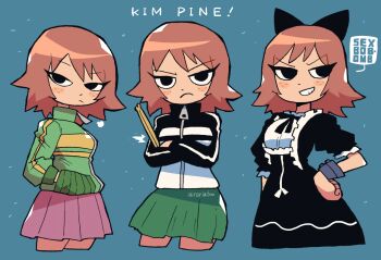 Rule 34 | bow, dress, drumsticks, hair bow, jacket, kim pine, rariatto (ganguri), red hair, scott pilgrim (series), skirt, track jacket