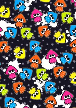 black_background black_eyes commentary_request ekm inkling inkling_(swim_form) nintendo no_humans splatoon_(series) splatter squid star_(symbol) star_symbol_background