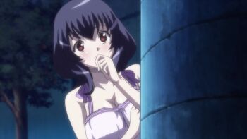 1girl animated aroused blue_hair blush bouncing_breasts breasts breasts_out covered_erect_nipples curvy golden_tomo highres huge_breasts in_heat inverted_nipples large_breasts mind_control moaning navel nightgown nipples open_clothes oribe_mafuyu possessed possession qwaser_of_gold red_eyes red_hair robe seikon_no_qwaser short_hair sound uno_makoto video white_robe yamanobe_tomo yellow_eyes
