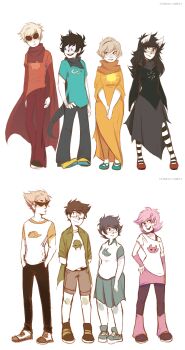 4boys 4girls :d :| arm_warmers arms_behind_back black_hair black_leggings black_lips black_pants black_skirt blonde_hair blue_pants blue_shirt blue_shoes blue_skirt blue_slippers bra bra_peek bra_strap closed_mouth dave_strider dirk_strider english_text full_body glasses god_tier_(homestuck) green_jacket hairband hand_on_own_hip hands_in_pocket height_chart highres homestuck hood hoodie ikimaru indian_clothes jacket jade_harley jake_english jane_crocker john_egbert knees leggings lipstick long_sleeves looking_at_another makeup multiple_boys multiple_girls off-shoulder_shirt off_shoulder open_clothes open_jacket open_mouth orange_leggings pale_skin pants pantyhose pink_hair pink_skirt pink_socks purple_hairband rectangular_eyewear red_hoodie red_pants red_shirt red_shoes rose_lalonde round_eyewear roxy_lalonde sari shirt shoes short_sleeves shorts signature single_bare_shoulder skirt slippers smile socks striped_clothes striped_thighhighs sunglasses t-shirt thighhighs tunic underwear white_shirt yellow_shoes