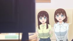 6+boys 6+girls ai-chan&#039;s_mother_(tawawa) ai-chan&#039;s_sister_(tawawa) ai-chan_(tawawa) animated anime_screenshot arms_around_waist bag bento blouse blue_bra blue_eyes blue_jacket blue_necktie blush bouncing_breasts bra bra_peek braid breast_focus breast_lift breasts breasts_squeezed_together brown_hair brown_jacket bursting_breasts button buttons cleavage clock close-up closed_eyes collared_shirt compilation cup earrings eating flexing food getsuyoubi_no_tawawa glasses grabbing_another&#039;s_breast grabbing_from_behind green_eyes green_skirt groping head_out_of_frame highres holding holding_cup jacket japanese_text jewelry large_breasts long_sleeves looking_at_another looking_down mature_female medium_hair mother_and_daughter multiple_boys multiple_girls necktie oppai_loli pink_bra popped_button purple_shirt school_uniform shirt short_hair shorts siblings side_braid sidelocks sisters sitting sitting_on_lap sitting_on_person skirt smile sound standing subtitled sweater talking thighs underwear video volley-bu-chan_(tawawa) wardrobe_malfunction watching_television white_shirt yellow_shirt yellow_sweater yuri