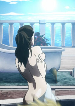 ass ass_focus covering_breasts covering_privates jojo_no_kimyou_na_bouken lisa_lisa naked_towel towel towel_around_waist