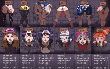 6+girls after_anal after_fellatio after_vaginal aftersex anus ass bare_shoulders bent_over bike_shorts black_pantyhose black_thighhighs blue_eyes blue_hair body_writing boots breasts brown_hair bukkake closed_eyes clothing_aside collarbone colorized crying crying_with_eyes_open cum cum_in_ass cum_in_mouth cum_in_pussy cum_on_body cum_on_tongue cumdrip dawn_(pokemon) english_text facial from_behind gloss_(hotglossed) half-closed_eyes highres hilda_(pokemon) huge_ass indoors knee_boots kneehighs kneepits large_breasts legs_together long_hair looking_at_viewer may_(pokemon) medium_breasts misty_(pokemon) multiple_girls nintendo one_eye_closed open_mouth orange_hair panties pantyhose pokemon pokemon_(anime) pokemon_(classic_anime) pokemon_bw pokemon_bw2 pokemon_dppt pokemon_rse pokemon_xy ponytail public_restroom public_use purple_hair pussy rape restrained rosa_(pokemon) serena_(pokemon) shoes short_hair short_shorts shorts shorts_aside skindentation skirt small_breasts socks spread_legs stuck take_your_pick tally tears teeth thigh_gap thighhighs third-party_edit through_wall toilet_stall tongue tongue_out torn_clothes torn_pantyhose torn_thighhighs trapped underwear uneven_eyes upper_teeth_only uvula