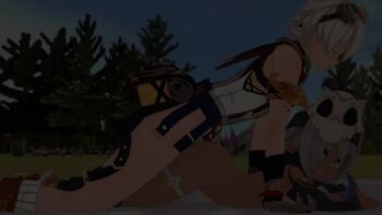 1boy 1girl 3d animated artist_request bennett_(genshin_impact) blush bottomless closed_eyes cum cum_in_pussy dark-skinned_female dark_skin detached_sleeves ejaculation genshin_impact green_eyes grey_hair headband hetero iansan_(genshin_impact) kodomo_doushi koikatsu_(medium) loli lying multiple_views nude on_stomach open_mouth outdoors penis prone_bone sex sex_from_behind shota sound tagme testicles uncensored vaginal video