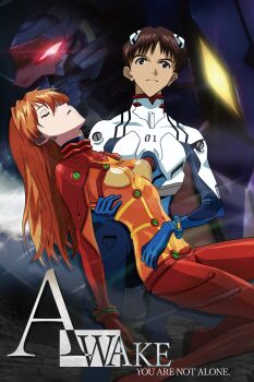 1boy 1girl angel_(evangelion) artist_request bardiel_(evangelion) black_hair blue_bodysuit blue_eyes bodysuit breasts brown_hair carrying carrying_person closed_eyes covered_navel english_text eva_01 eva_03 evangelion:_2.0_you_can_(not)_advance glowing glowing_eyes highres ikari_shinji long_hair looking_afar looking_up lying_on_person mecha_pilot_suit neon_genesis_evangelion neon_lights plugsuit_(evangelion) rebuild_of_evangelion red_bodysuit see-through_bodysuit see-through_clothes shiny_clothes short_hair souryuu_asuka_langley test_plugsuit_(evangelion) title unconscious wide_hips