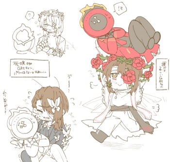 Rule 34 | !, !!, !?, 1boy, 1other, absurdres, alternate costume, arm vines, arthropod boy, ascot, bandage on face, bandage over one eye, bandaged head, bandages, beard stubble, black ascot, black boots, black fire, black gloves, black pants, black sash, black shirt, black shoes, black vest, blush, boots, brooch, brown hair, bug, butterfly, butterfly on arm, butterfly on back, butterfly on face, butterfly on hair, butterfly on head, butterfly on shoulder, butterfly wings, buttons, capelet, carrying, carrying person, chibi, clock, closed eyes, closed mouth, coat, cockroach boy, collared shirt, crown of thorns, dante (limbus company), diamond (shape), diamond button, dress, e.g.o (project moon), extra wings, facial hair, fire, flower, flower wreath, formal clothes, four wings, full body, fusion, g corp. (identity) (project moon), garden of thorns (e.g.o), gauntlet, gauntlets, gem, gloves, gregor (project moon), hair flower, hair intakes, hair ornament, hair over one eye, hair vines, hairband, hand on another's hand, hands on own chest, head wreath, heavy, highres, holding, holding hands, insect, insect wings, jacket, jewelry, knees up, lace-up boots, lifting person, lily26983455, limbus company, limited palette, long coat, long hair, long sleeves, looking at another, looking up, low ponytail, lying, male bride, male focus, monster boy, multiple views, multiple wings, necktie, object head, official alternate costume, one eye covered, open mouth, pants, pants under dress, parted bangs, partially colored, plant, ponytail, project moon, puff of air, red coat, red flower, red necktie, red rose, red strips, rose, running, sash, shirt, shoes, shoulder sash, simple background, single gauntlet, single glove, smile, solemn lament (e.g.o), sparkle, speech bubble, spoken exclamation mark, spoken interrobang, struggling, stubble, suit, sweat, sweatdrop, thorns, torn capelet, torn clothes, torn dress, trembling, turtleneck, turtleneck dress, tuxedo, upper body, variations, vest, vines, waist sash, wavy mouth, white background, white butterfly, white buttons, white capelet, white dress, white gloves, white pants, white sash, white shirt, wings, yellow eyes, yellow fire, yellow trim