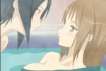 2girls animated ass back bath bathroom bathtub black_hair blush breasts brown_eyes brown_hair female_focus indoors kenjou_kaname kiss kiyashiki_momomi long_hair multiple_girls nude same-sex_bathing shared_bathing short_hair strawberry_panic! video yuri