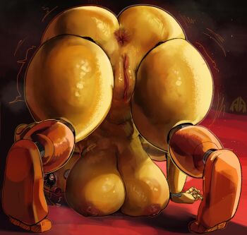 absurdres alamander anus ass bent_over bird breasts chicken five_nights_at_freddy's five_nights_at_freddy's_2 furry highres huge_ass huge_breasts large_breasts looking_at_viewer machine nipples non-web_source nude pussy robot solo thick_thighs thighs toy_chica