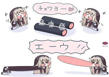 2girls :3 :d ^_^ all_fours anatomical_nonsense azumo_momo blush_stickers brown_eyes chibi closed_eyes commentary_request crying crying_with_eyes_open ehoumaki food highres long_hair makizushi meme multiple_girls open_mouth smile speaki_(trickcal) speakiposting_(meme) sushi tears translated trickcal white_background