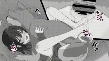 1boy 1girl animal_penis animated animated_gif ass bar_censor bestiality breasts brown_hair censored dog dog_penis japanese_text knotted_penis knotting loli mating_press medium_breasts medium_hair mosaic_censoring original penis sex short_hair vaginal x-ray