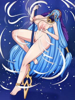 1girl azura_(fire_emblem) azura_(lady_of_ballads)_(fire_emblem) barefoot blue_hair breasts clitoris commission dancer dancer_outfit dancing female_focus fire_emblem fire_emblem_fates fire_emblem_heroes highres huge_breasts jewelry lactation large_areolae long_hair long_nipples looking_at_viewer loutani magic milk milk_stream milkbending mouth_veil nintendo nipples nude pendant perky_breasts pole pole_dancing princess puffy_nipples pussy pussy_juice snowflakes solo story_at_source stripper_pole tagme thick_thighs thighs veil very_long_hair wide_hips yellow_eyes