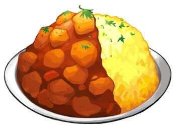 artist_request curry curry_rice food food_focus game_cg garnish nintendo no_humans official_art plate pokemon pokemon_swsh potato rice third-party_source transparent_background