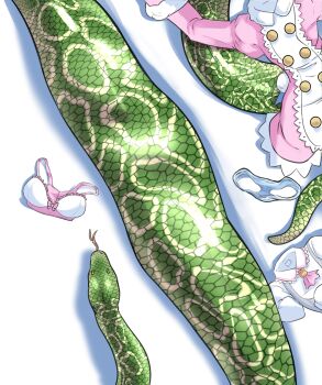 absurdres anonymous_artist bra commission death digestion dress highres open_mouth panties shirt snake underwear vore