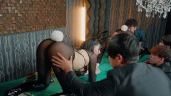 2girls animated breasts card censored cum cum_in_mouth cunnilingus ejaculation fellatio finger_in_another&#039;s_mouth fingering gambling group_sex japanese_(nationality) kiss multiple_boys multiple_girls nipple_stimulation nipples on_table oral photo_(medium) playboy_bunny playing_card poker_chip rabbit_ears sex sex_from_behind sound table tagme tongue tongue_out video