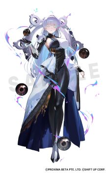 1girl absurdres bead_bracelet beads bracelet breasts colored_eyelashes full_body ggoc_ill goddess_of_victory:_nikke highres jewelry large_breasts mechanical_arms mole mole_on_breast monk nayuta_(nikke) single_mechanical_arm solo split-color_clothes thick_eyelashes white_eyelashes