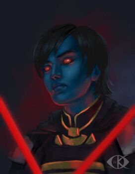 1boy alien artist_logo black_hair blue_skin chiss colored_skin icedwingsart logo red_eyes short_hair solo star_wars upper_body