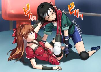 2girls bike_shorts catfight kazama_jun multiple_girls mutou_megumi ryona tagme tekken watari_laboratory wrestle_angels wrestling wrestling_ring