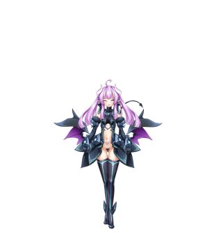 1girl ahoge amakubo_yuri aqua_trim blush boots closed_eyes demon_girl demon_horns demon_tail demon_wings detached_sleeves elbow_gloves full_body game_cg gloves heart_maebari highres horns inoino kouyoku_senki_exs-tia large_variant_set lilistia lilistia_yuriel long_hair low_wings maebari navel non-web_source official_art pointy_ears pubic_tattoo purple_hair solo tachi-e tail tattoo thigh_boots thighhighs transparent_background twintails variant_set wings
