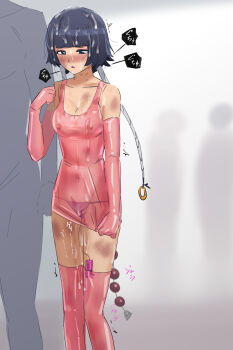 1boy 1girl anal_beads arm_around_another bare_shoulders bleach blush breasts bruise collarbone cum cum_in_pussy cum_on_body cum_on_breasts cum_on_hair cum_on_upper_body elbow_gloves facial gloves highres injury looking_down medium_hair open_mouth panties pink_thighhighs purple_panties pussy_juice raitaroo sex_toy small_breasts sui-feng thighhighs underwear vibrator vibrator_cord vibrator_in_thighhighs vibrator_under_clothes vibrator_under_panties