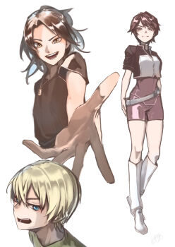 Rule 34 | daimon masaru (digimon savers), digimon, digimon savers, fujieda yoshino, looking at viewer, pink eyes, pink hair, pixiv 3409201, short hair, smile, thoma h. norstein