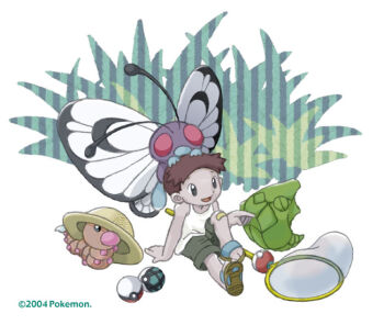 1boy antennae bandaid bandaid_on_knee bandaid_on_leg brown_hair bug bug_catcher_(pokemon) butterfly_net butterfree closed_eyes clothed_pokemon commentary copyright_name copyright_notice english_commentary gen_1_pokemon grass green_shorts hand_net hat insect_wings iwashita_asuka male_focus metapod net_ball nintendo official_art on_head open_mouth oversized_hat poke_ball poke_ball_(basic) poke_ball_theme pokemon pokemon_(creature) pokemon_on_head sandals shirt short_hair shorts simple_background sitting sleeping sleeveless sleeveless_shirt smile straw_hat third-party_source weedle white_background white_shirt wings
