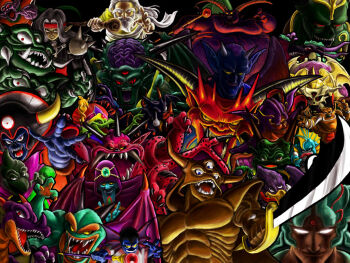 Rule 34 | 6+boys, aamon (dq4), baramos, bat wings, blue skin, character request, claws, cloak, colored sclera, colored skin, commentary request, dark dream (dq6), death pisaro, deathtamor, dhuran (dq6), dragon, dragon lord, dragon quest, dragon quest i, dragon quest ii, dragon quest iii, dragon quest iv, dragon quest ix, dragon quest v, dragon quest vi, dragon quest vii, dragon quest viii, dual persona, ergius, estark, fake horns, fins, gema (dq5), glowing, glowing eyes, green scales, green skin, hargon, head fins, headband, helmet, holding, holding staff, holding sword, holding weapon, horned helmet, horns, in-franchise crossover, kaosu (kaosu0905), mage staff, mildrath, monster, monster boy, monster focus, mortamor, multiple boys, muscular, muscular male, no pupils, nose horn, open mouth, orgo demira, parted hair, pauldrons, pink skin, pisaro, pointy ears, purple cloak, purple scales, red eyes, red headband, red skin, rhapthorne, sharp teeth, sidoh, spiked pauldrons, spikes, staff, sword, teeth, triclops, weapon, white eyes, white hair, wings, yellow sclera, zoma