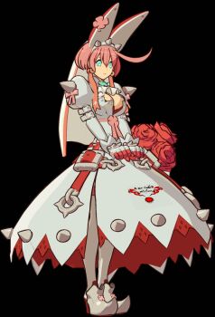 1girl 20s 3d ahoge animal_ears animated animated_gif arc_system_works belt black_background bouncing bouncing_breasts bouquet breasts bridal_gauntlets bridal_veil bride cleavage cleavage_cutout clothing_cutout clover dress earrings elphelt_valentine fake_animal_ears female_focus fighting_stance flower four-leaf_clover gloves green_eyes guilty_gear guilty_gear_xrd hairband high_heels idle_animation jewelry large_breasts looping_animation multicolored_dress multicolored_gloves multiple_belts pendant pink_hair pink_ribbon rabbit_ears red_belt red_dress red_flower red_garter_belt red_gloves red_hair red_rose ribbon rose shoes short_hair simple_background solo spikes standing staring veil wedding_dress white_dress white_gloves white_legwear