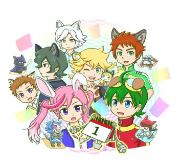 appmon asuka_torajirou calendamon digimon digimon_universe:_appli_monsters dokamon gatchmon hackmon_(appmon) highres karan_eri katsura_hajime katsura_rei musimon offmon ozora_yujin shinkai_haru tagme unryuji_knight