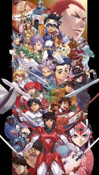 6+boys absurdres adol_christin armor baba_lamune blonde_hair blue_eyes blue_jacket bodysuit brown_eyes cape capricorn_shura character_request coco_(yes!_precure_5) code_geass commentary_request copyright_request cress_albane crossover dorel_ronah dororo_(keroro_gunsou) gloves gundam gundam_f91 headband highres holding holding_sword holding_weapon jacket jaguar_d._saul katt_sun keroro_gunsou kinnikuman kougaiji kusao_takeshi male_focus mao_(code_geass) multiple_boys multiple_crossover nemesis_(kinnikuman) one_piece onikirimaru onikirimaru_(character) pants parn_(lodoss) precure purple_hair record_of_lodoss_war red_cape red_headband yoroiden_samurai_troopers saint_seiya saionji_kyouichi saiyuki sakuragi_hanamichi sanada_ryou sanada_yukimura_(sengoku_musou) sengoku_musou sheath shirt short_hair shoujo_kakumei_utena slam_dunk_(series) sword tales_of_(series) tales_of_phantasia tama-q trunks_(dragon_ball) trunks_(future)_(dragon_ball) voice_actor voice_actor_connection vs_knight_lamune_&amp;_40_fire weapon wolf_nachi yes!_precure_5 yoroiden_samurai_troopers ys