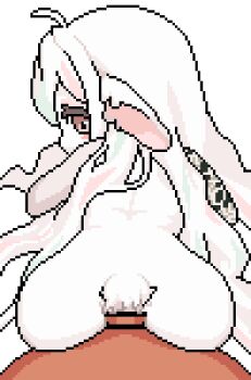1boy 1girl akai_(ugokashitari) animal_ears animated animated_gif bar_censor censored closed_eyes closed_mouth commentary_request commission cum cum_in_pussy furry furry_female furry_with_non-furry hetero interspecies loli long_hair original penis pixel_art pov sex sex_from_behind simple_background skeb_commission tail very_long_hair white_background white_fur white_hair