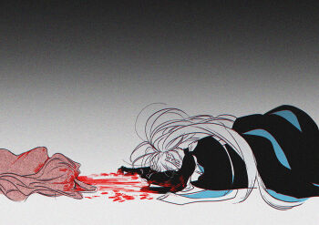 021_5_and_f09 2girls baobhan_sith_(fate) black_dress black_gloves blood braid dress fate/grand_order fate_(series) gloves half_up_braid long_hair morgan_le_fay_(fate) morgan_le_fay_(queen_of_winter)_(fate) mother_and_daughter multiple_girls pink_hair ponytail simple_background two-tone_dress very_long_hair white_hair