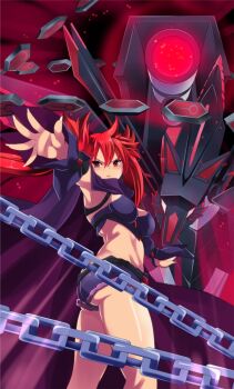 1girl arcana_heart arcana_heart_3 armpits ass breasts butt_crack gluteal_fold highres red_hair scharlachrot short_shorts shorts source_request tagme