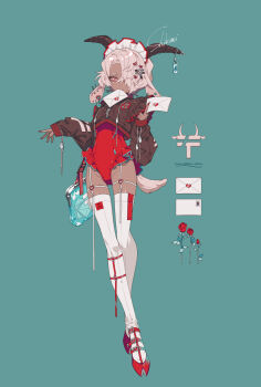 1girl animal_ears baby_animal dark-skinned_female dark_skin garter_straps highres lamb letter love_letter original sheep sheep_ears sheep_girl shikimi_(yurakuru) solo