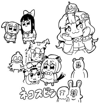 6+girls :3 animal_ear_fluff animal_ears artist_self-insert bkub blunt_bangs blunt_sidelocks bow bowtie cat_ears cat_girl cat_tail chen closed_eyes closed_mouth commentary_request dot_nose dress duckman futaba_anzu greyscale hair_bow hair_ornament hair_ribbon hands_up hat idolmaster idolmaster_cinderella_girls legs_apart lineart long_hair long_sleeves mini_person minigirl miniskirt mob_cap monochrome moroboshi_kirari multiple_girls multiple_tails neckerchief nguchan on_head open_mouth person_on_head pipimi poptepipic popuko ribbon school_uniform serafuku short_hair sidelocks simple_background skirt standing star_(symbol) star_hair_ornament star_in_eye symbol_in_eye tail tail_raised touhou translation_request twintails two_tails white_background yakumo_ran yakumo_yukari