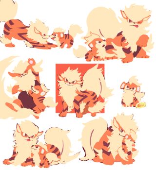 Rule 34 | animal focus, arcanine, closed mouth, evolution stone, evolutionary line, evolutionary stone, fire stone, gen 1 pokemon, growlithe, nintendo, no humans, one eye closed, open mouth, orange fur, pokemon, pokemon (creature), pokemon focus, purano7, smile, tail, tongue, tongue out