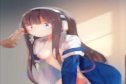 1girl animated azur_lane blue_jacket cum cum_in_mouth deepthroat disembodied_penis dripping fellatio highres irrumatio jacket liely loli long_island_(azur_lane) nipples oral penis sound source_request tagme uncensored video