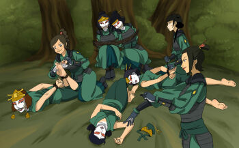 6+girls asian avatar:_the_last_airbender avatar_legends azula bdsm black_hair bondage bound breasts brown_hair captured cleave_gag cloth_gag fainting feet gag gagged hogtie improvised_gag lipstick lost_one_zero mai_(avatar) makeup medium_breasts multiple_girls restrained sleeping smile suki_(avatar) tickling ty_lee unconscious
