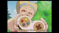 1990s 1994 akazukin_chacha animal_ears animated banana blonde_hair blue_hair body_control bread brown_hair cat cat_ears chacha_(akazukin_chacha) child controller dancing eating food fruit game_console hood hoodie mad_scientist magic red_hoodie riiya shiine shiine_(akazukin_chacha) super_famicom super_famicom_gamepad tagme underwear video