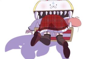>_< 1girl 35p_(sakura_miko) animated asakura_(asa_t77) ass_shake black_thighhighs commentary_request frieren_stuck_in_a_mimic_(meme) frilled_sleeves frills head_out_of_frame hololive long_sleeves lower_body meme mimic mimic_chest official_alternate_costume plaid_clothes plaid_skirt red_skirt sakura_miko sakura_miko_(casual) shadow sharp_teeth shoe_soles skirt solo struggling stuck tagme teeth thighhighs tongue tongue_out video virtual_youtuber vore