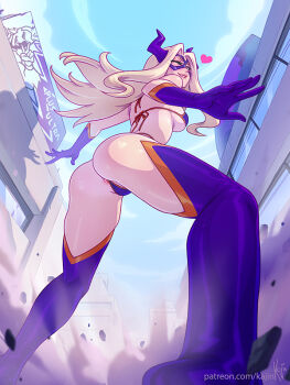 10s 1girl all_might anus anus_peek artist_name ass bikini billboard blonde_hair blue_sky boku_no_hero_academia boots bra breasts building city cleavage day domino_mask eye_mask female_focus from_below giant giantess gloves grin happy heart horns kajin_(kajinman) long_hair looking_at_viewer looking_back looking_down mask mount_lady one_eye_closed outdoors panties purple_bikini purple_eyes purple_thighhighs sideboob sign sky smile solo spread_legs standing string swimsuit teeth thigh_boots thighhighs underwear window wink yagi_toshinori