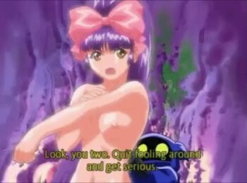 1girl animated animated_gif bathing breasts injuu_gakuen_la_blue_girl large_breasts midou_miko nin-nin nude pubic_hair purple_hair
