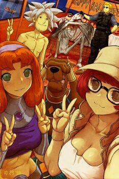 2girls 6+girls albert_wesker albert_wesker_(cosplay) beerus beerus_(cosplay) black-framed_eyewear blonde_hair breasts brown_eyes brown_hair cosplay daphne_blake dc_comics dog dragon_ball dragon_ball_super field_cap fio_germi fio_germi_(cosplay) fred_jones glasses great_dane green_hair haraya_manawari hibiki_ryouga large_breasts long_hair looking_at_viewer meme metal_slug multiple_boys multiple_girls one_piece open_mouth orange_hair parody ranma_1/2 resident_evil roronoa_zoro scooby-doo scooby-doo_(character) scp-096 scp_foundation shaggy_rogers short_hair son_goku son_goku_(cosplay) spiked_hair starfire starfire_(cosplay) sunglasses superhero_costume teen_titans ugandan_knuckles ultra_instinct ultra_instinct_shaggy_(meme) utility_vest velma_dinkley vest