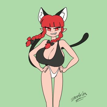 1girl animal_ear_fluff animal_ears animated animated_gif bouncing_breasts breasts cat_ears cat_girl cat_tail huge_breasts kaenbyou_rin large_breasts multiple_tails panties red_eyes red_hair solo solo_focus tail touhou twintails two_tails underwear white_panties zedrin
