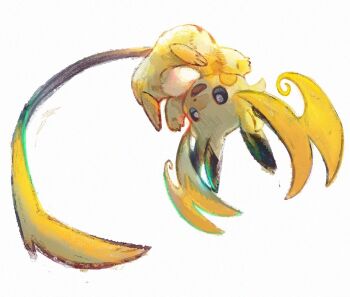 commentary english_commentary full_body gen_1_pokemon jjfsantos mega_pokemon mega_raichu_y nintendo no_humans open_mouth pokemon pokemon_(creature) pokemon_focus pokemon_legends:_z-a raichu simple_background smile solo tail very_long_ears very_long_tail white_background yellow_fur