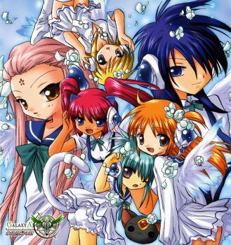 00s 6+girls album_cover anise_azeat apricot_sakuraba broccoli_(company) cover facial_mark forehead_mark galaxy_angel galaxy_angel_rune highres izayoi_natsume kahlua_marjoram kanan lily_c._sherbet mimolette mimolette_(galaxy_angel) multiple_girls nano-nano_pudding